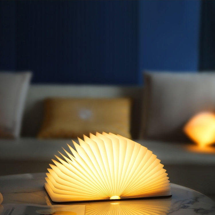 Customizable Wooden Book Lamp - 5 Colors Foldable LED Night Light for Reading | OEM B-546